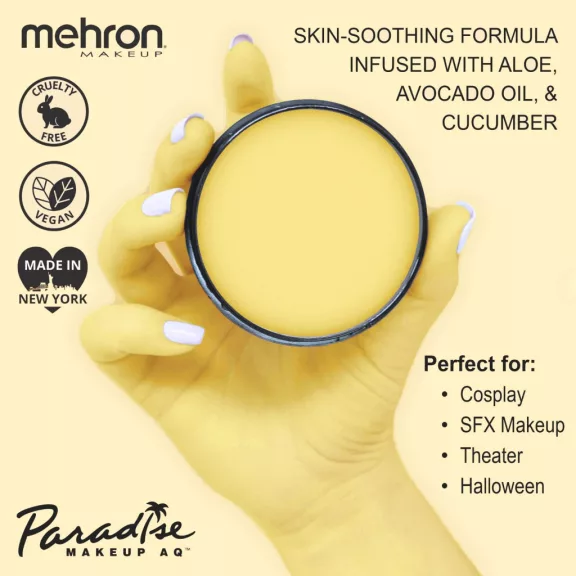 Mehron Paradise Makeup AQ Pastel Yellow (40 g) – Pasztell sárga arcfesték, vízbázisú testfesték
