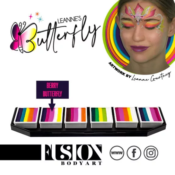 Fusion csíkos arcfesték paletta – Leanne's BUTTERFLY 
