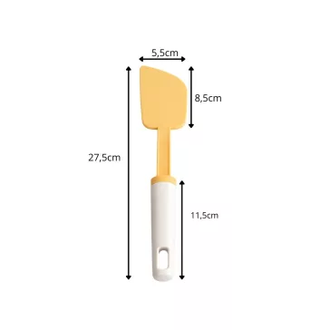 27,5 cm-es fehér és narancssárga konyhai műanyag tésztakeverő spatula süteménykrémek kenéséhez és tálak kikaparásához