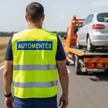 Autómentés feliratú láthatósági mellény, neon sárga fényvisszaverő biztonsági mellény, autómentő munkavédelmi felszerelés