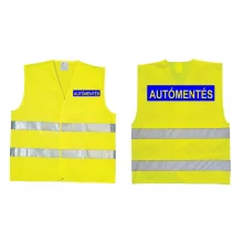 Autómentés feliratú láthatósági mellény, neon sárga fényvisszaverő biztonsági mellény, autómentő munkavédelmi felszerelés