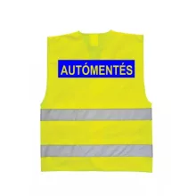 Autómentés feliratú láthatósági mellény, neon sárga fényvisszaverő biztonsági mellény, autómentő munkavédelmi felszerelés