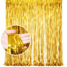 Arany színű csillogó fólia függöny öntapadós rögzítéssel fotóháttérhez