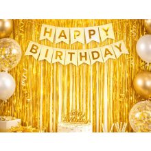 Arany színű csillogó fólia függöny öntapadós rögzítéssel fotóháttérhez
