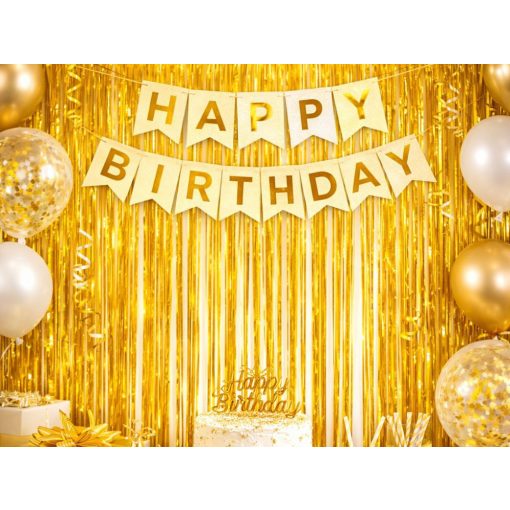 Arany színű csillogó fólia függöny öntapadós rögzítéssel fotóháttérhez