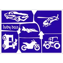 Csillámtetoválás sablonszett A5 méretben - Járművek