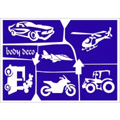 Csillámtetoválás sablonszett A5 méretben - Járművek