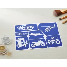 Csillámtetoválás sablonszett A5 méretben - Járművek