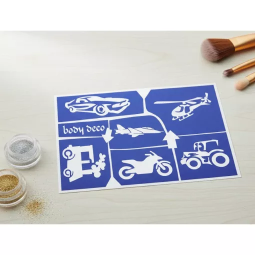 Csillámtetoválás sablonszett A5 méretben - Járművek