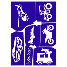 Csillámtetoválás sablonszett A5 méretben - Járművek