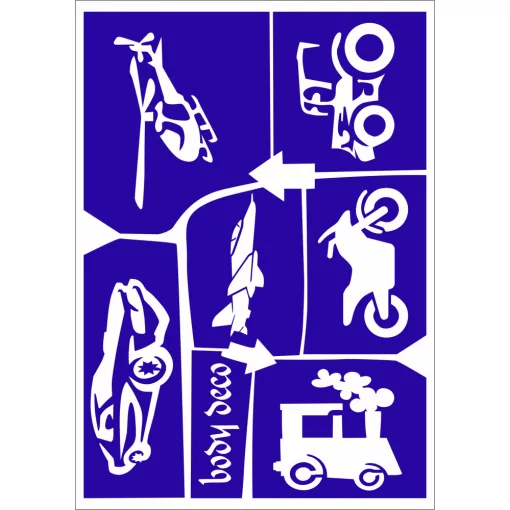 Csillámtetoválás sablonszett A5 méretben - Járművek