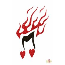 Mk Body Deco Csillámtetoválás sablon 8x5 cm-es  - Lángoló hangjegy 133