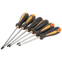 6 darabos mágneses csavarhúzó készlet, gumírozott nyéllel, különböző fejekkel