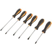 6 darabos mágneses csavarhúzó készlet, gumírozott nyéllel, különböző fejekkel