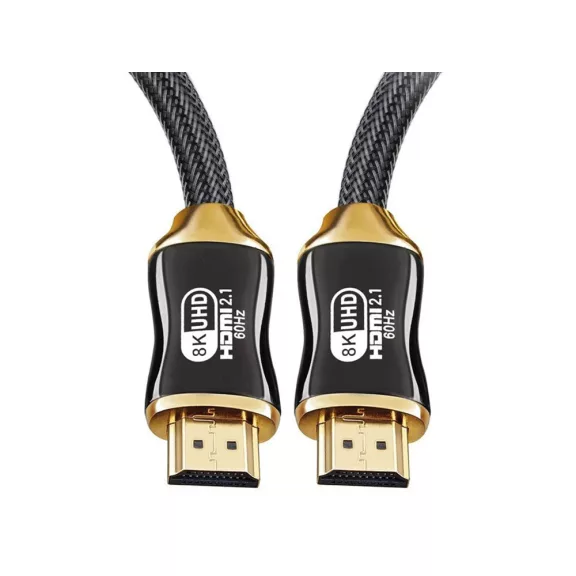 HDMI 2.1 kábel, Ultra High Speed, 8K 60Hz, 4K 120Hz, HDR, eARC, VRR támogatás, aranyozott csatlakozók, 2 méter, prémium minőség