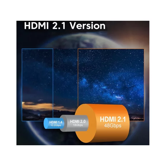 HDMI 2.1 kábel, Ultra High Speed, 8K 60Hz, 4K 120Hz, HDR, eARC, VRR támogatás, aranyozott csatlakozók, 2 méter, prémium minőség