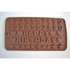 Szilikon öntőforma - Happy Birthday és számok
