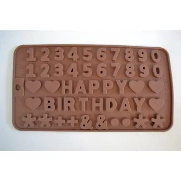 Szilikon öntőforma - Happy Birthday és számok