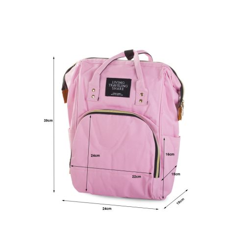 Rózsaszín 3 az 1-ben hátizsák anyának és apának, babakocsi táska és szervező hőszigetelt zsebekkel és állítható pántokkal