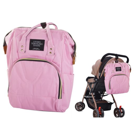 Rózsaszín 3 az 1-ben hátizsák anyának és apának, babakocsi táska és szervező hőszigetelt zsebekkel és állítható pántokkal