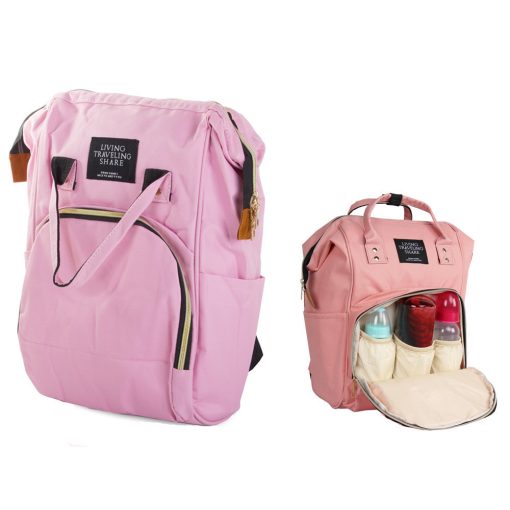 Rózsaszín 3 az 1-ben hátizsák anyának és apának, babakocsi táska és szervező hőszigetelt zsebekkel és állítható pántokkal