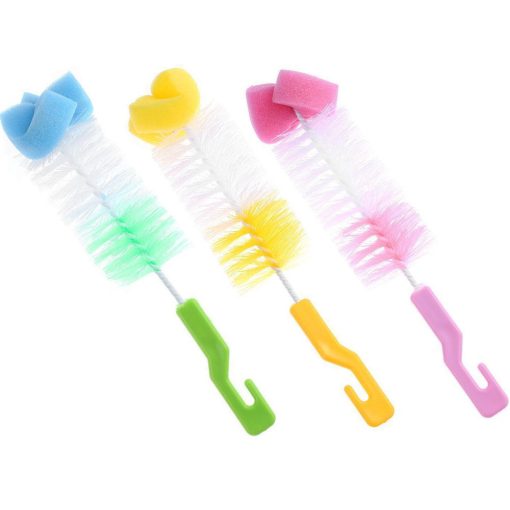 Üvegmosó kefe hajlított nyéllel és puha szivacs fejjel cumisüvegekhez