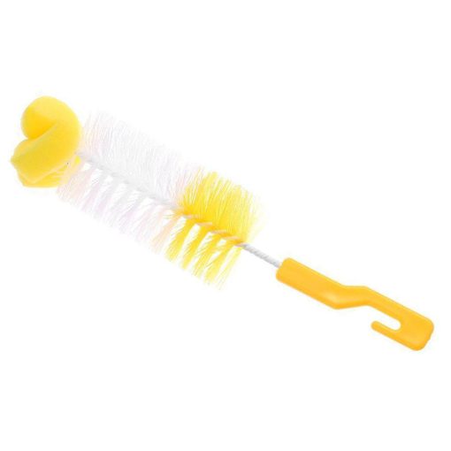 Üvegmosó kefe hajlított nyéllel és puha szivacs fejjel cumisüvegekhez