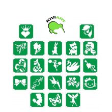 20 darabos lányos csillámtetoválás sablon készlet