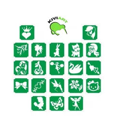 20 darabos lányos csillámtetoválás sablon készlet