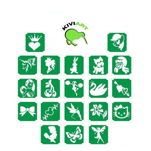 20 darabos lányos csillámtetoválás sablon készlet