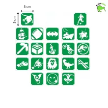 20 darabos fiús csillámtetoválás sablon készlet autókkal és dinoszauruszokkal