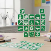 20 darabos fiús csillámtetoválás sablon készlet autókkal és dinoszauruszokkal