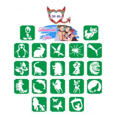   Mk Body Deco Csillámtetoválás sablon szett 20 db - Állatok