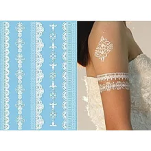 Henna és csipke tetoválás test matrica- Fehér  ideiglenes tetoválás