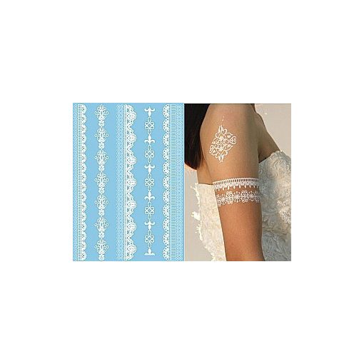 Henna és csipke tetoválás test matrica- Fehér  ideiglenes tetoválás