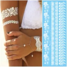 Henna és csipke tetoválás test matrica- Fehér  ideiglenes tetoválás