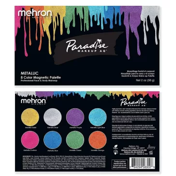   Mehron Paradise AQ Metallic 8 színű arcfesték készlet - Fémes Gyöngyház színek 