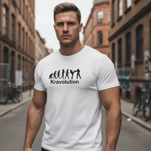 Krav Maga Kravolution logós prémium pamut póló 10 választható színben