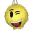 Színes Smiley pinyáta édességekkel töltve egy vidám születésnapi bulin.