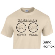 Házasság előtte, utána' felirattal, humoros legény- és lánybúcsú ruházat