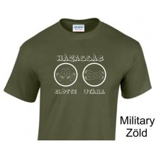 Házasság előtte, utána' felirattal, humoros legény- és lánybúcsú ruházat