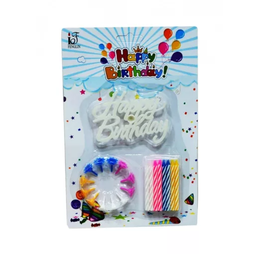 Tortagyertya - Happy Birthday tartó+ 16 db gyertya